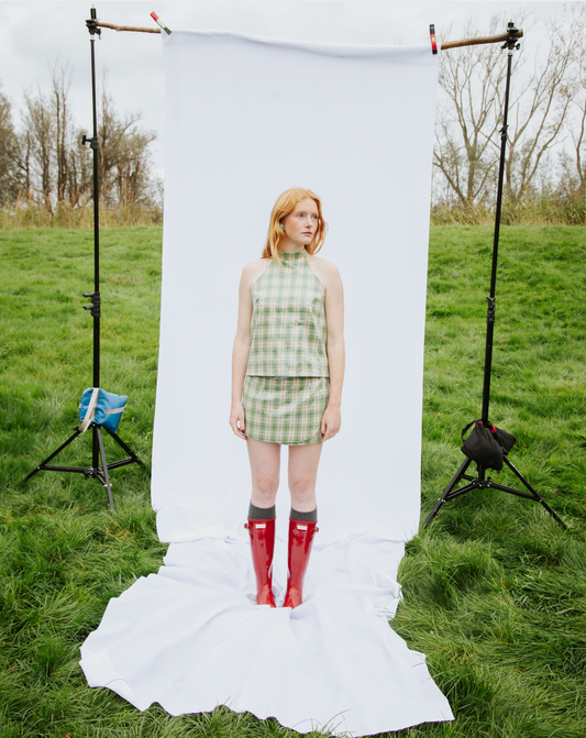 It's a wrap skirt green glitter tartan