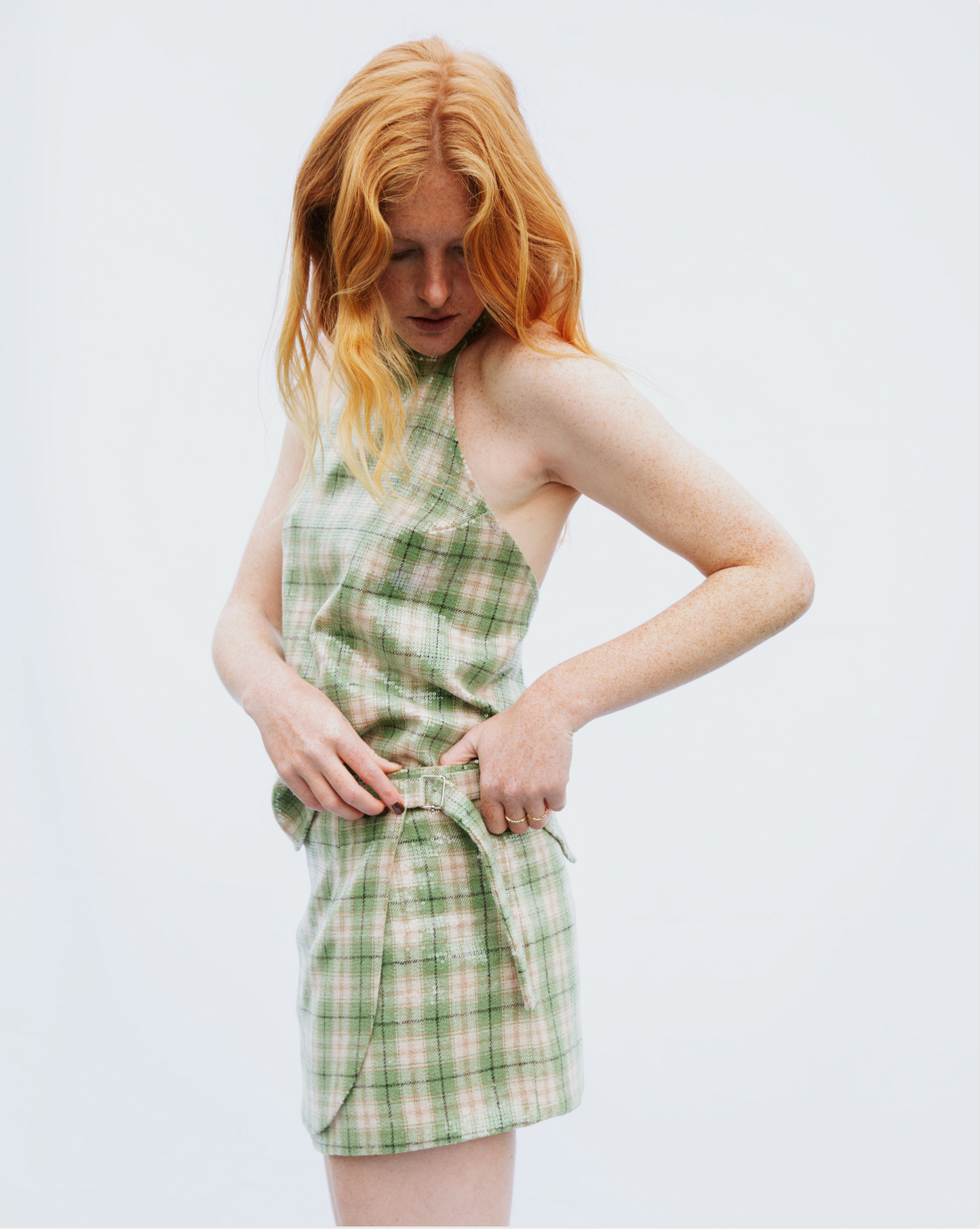 It's a wrap skirt green glitter tartan
