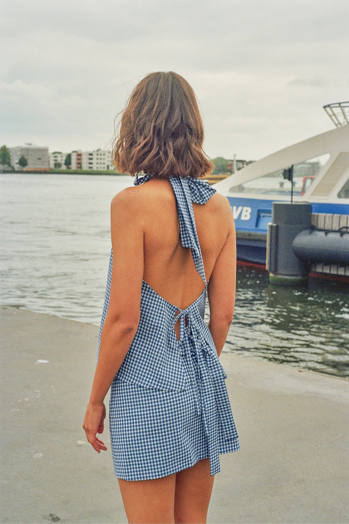 Bringing sexy back top - blue check