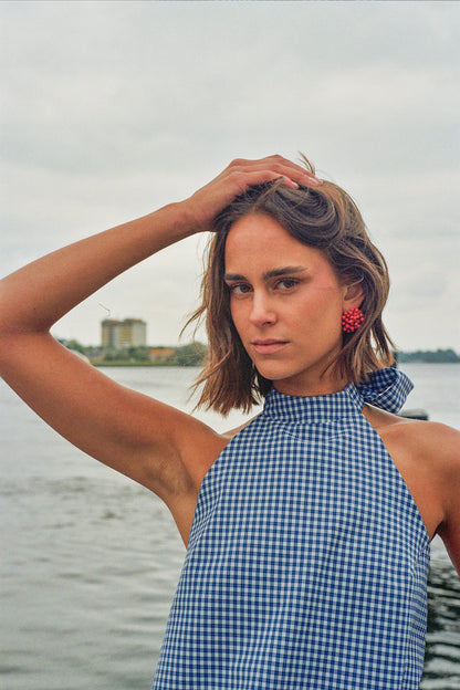 Bringing sexy back top - blue check