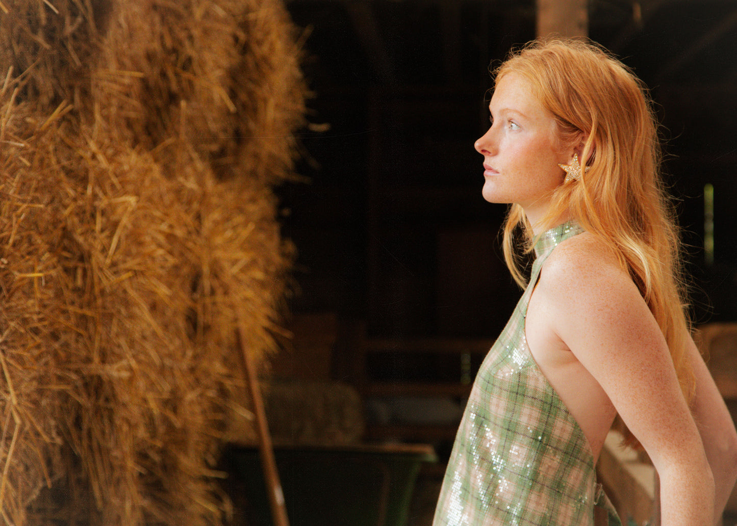 Bringing sexy back top green glitter tartan