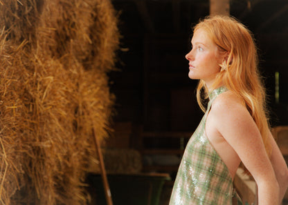 Bringing sexy back top green glitter tartan