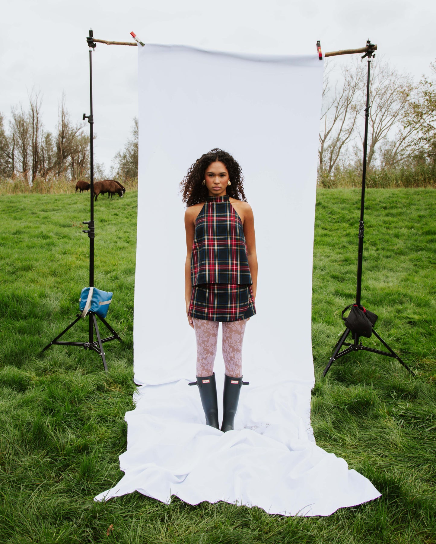 It's a wrap skirt blue tartan