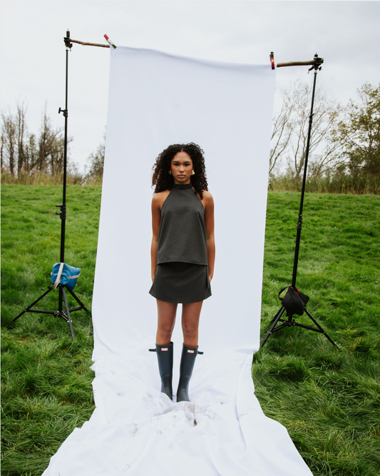 It's a wrap skirt office grey