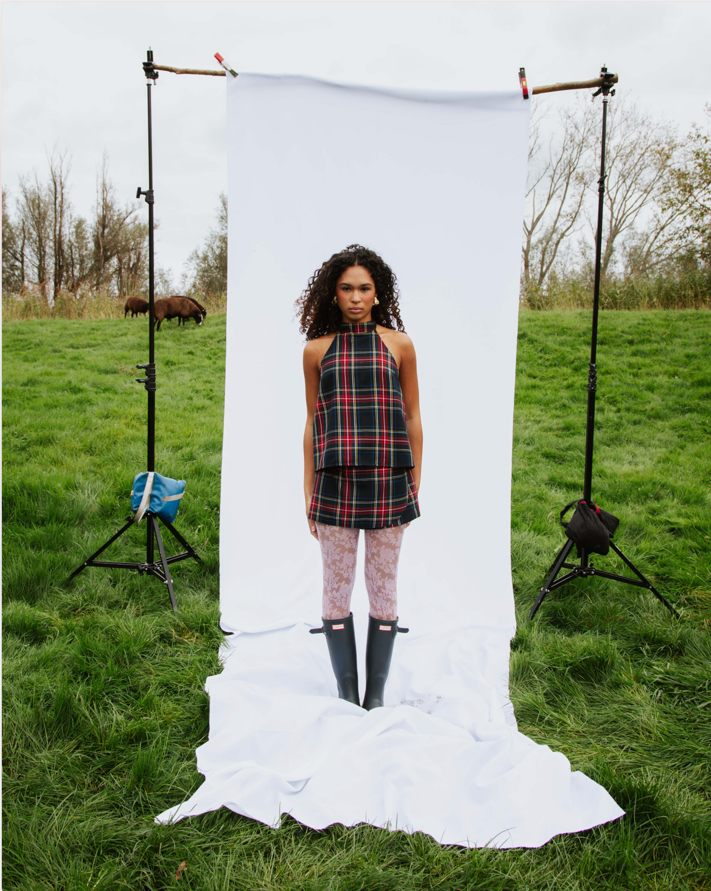 Bringing sexy back top blue tartan